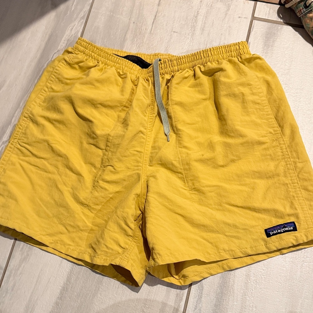 Patagonia Yellow Elastic Waist Swim Shorts